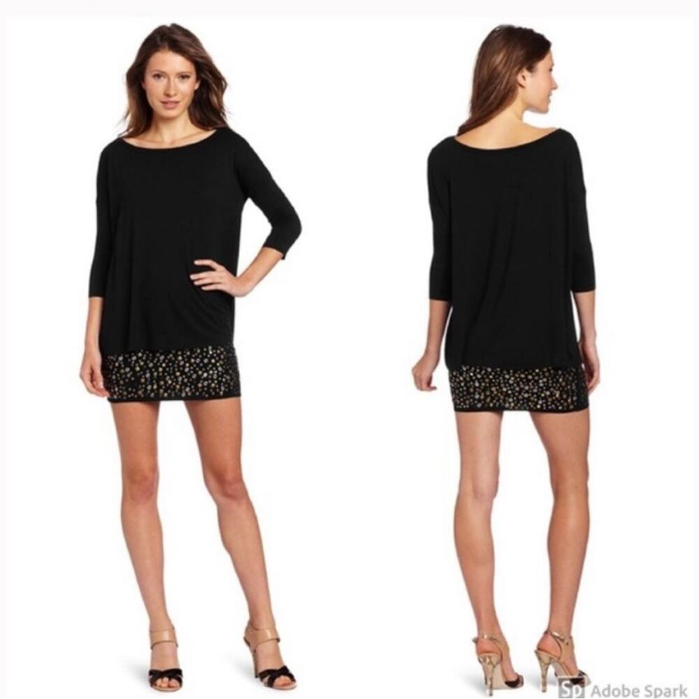 Bailey 44 "Balls To The Wall"  Studded Dress 3/4 Sleeve Navy Size S